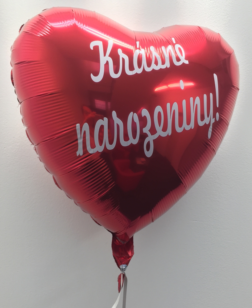 Balónek fóliový červené srdíčko Krasne narozeniny !